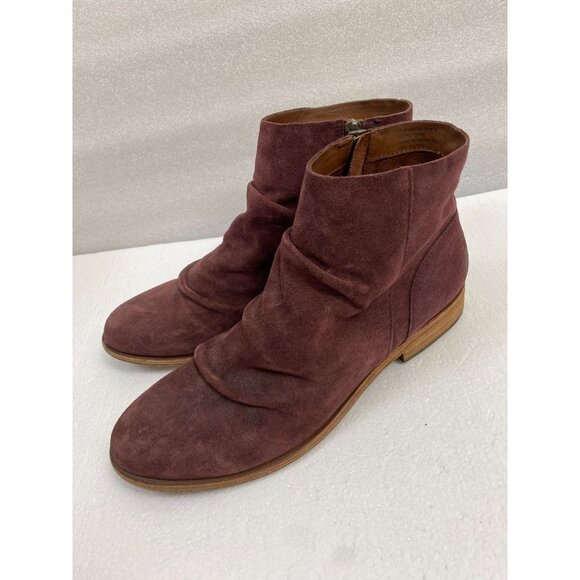 Kork Ease Giba Leather Suede Ankle Boots Womens size 11 Maroon Zip Classic Fall - Picture 1 of 12